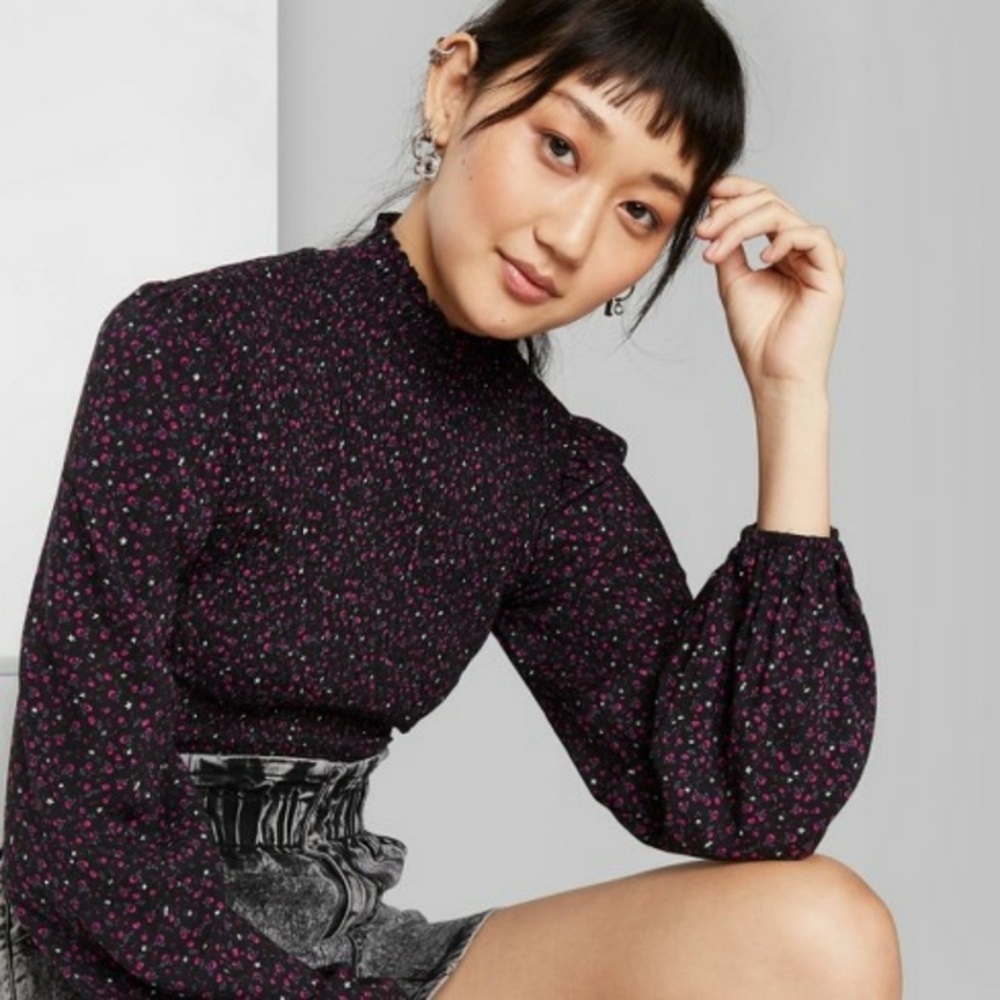 Wild Fable Mock Neck Floral Top